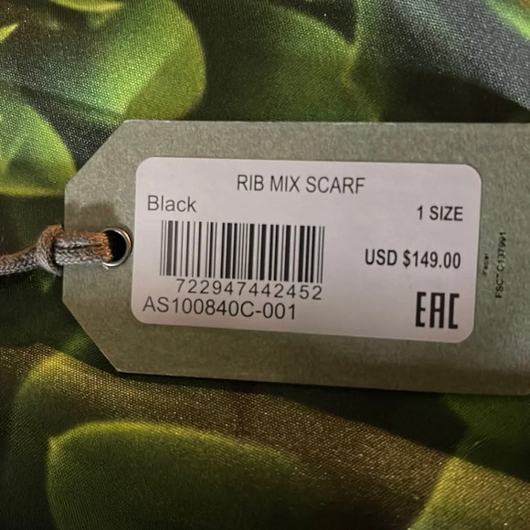 Allsaints Ribbed Knit Scarf, Black, NWT - Picture 6 of 9